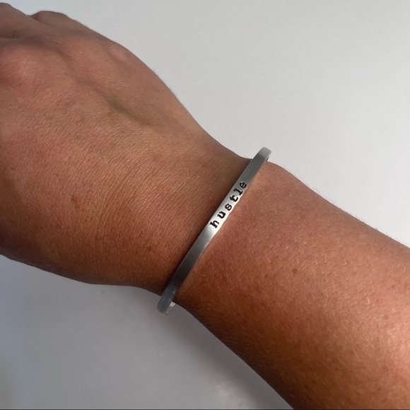 MantraBand Hustle Adjustable Stainless steel Lead free Bracelet Cuff Silver - Picture 1 of 6